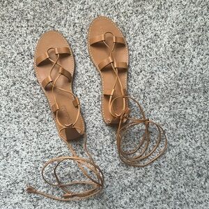 Lace up flat sandals